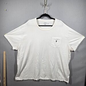 Polo Ralph Lauren Shirt‎ Mens 4XL White Pocket Embroidered Pony Logo Classic Tee